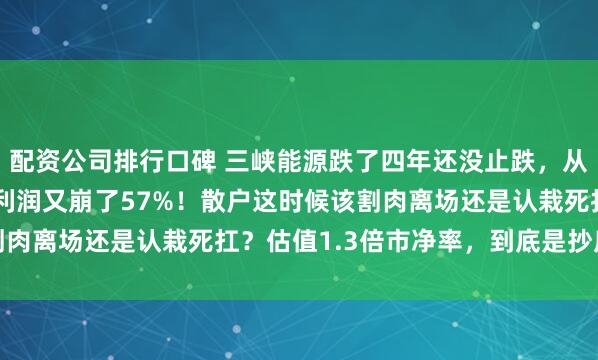 配资公司排行口碑 三峡能源跌了四年还没止跌，从8块跌到4块，一季报利润又崩了57%！散户这时候该割肉离场还是认栽死扛？估值1.3倍市净率，到底是抄底机会